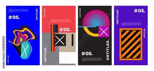 Cover and Poster Design Template for Magazine. Trendy Abstract Colorful Geometric and Curve Vector Illustration Collage with Typography for Cover, book, social media story, and Page Layout Design Temp