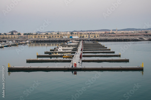 Boats at Dalma island's Marina, view on Dalma's marina photo