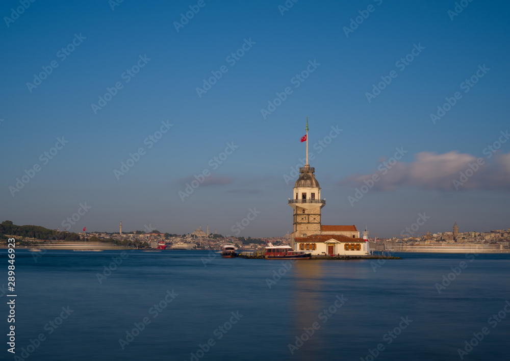 A summer day morning at Maiden's Tower in Istanbul  - Turkey 