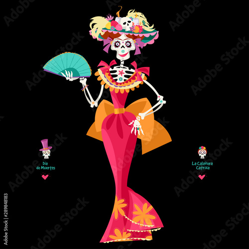 La Calavera Catrina. Elegant Skull. Dia de Muertos (Day of the Dead). Mexican tradition.
