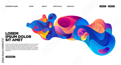 Modern Colorful Landing page Abstract Fluid Background Template. Wave Liquid shape in colorful Website background in Eps 10.