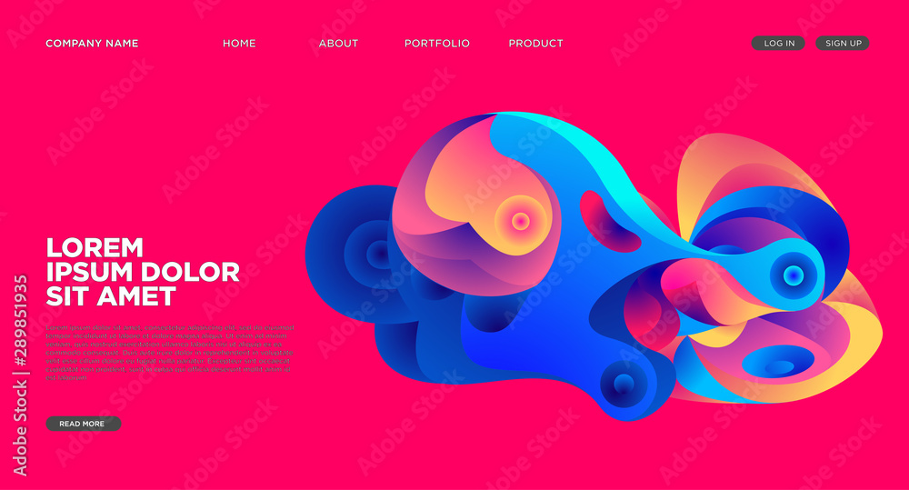 Modern Colorful Landing page Abstract Fluid Background Template. Wave Liquid shape in colorful Website background in Eps 10.