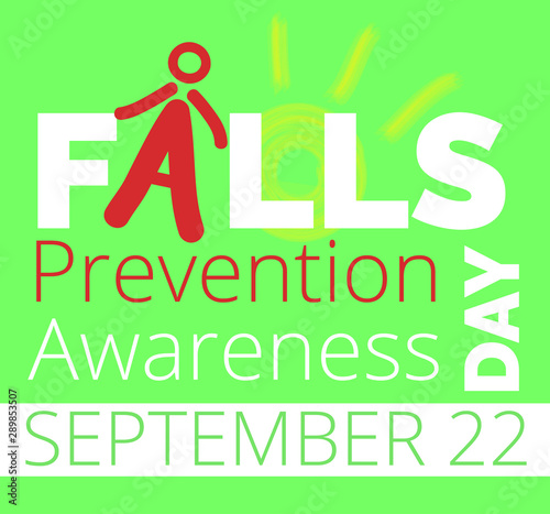 Falls Prevention Awareness Day celebrated in USA in 22 September. Letter A is symbol of falling man.