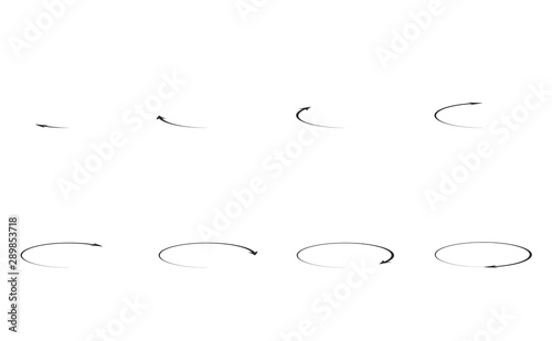 3d rotating arrows from 45 degree to 360 degree