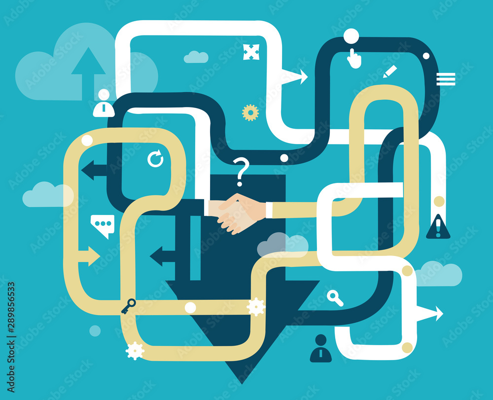 Business agreement, making a deal, win the bid. Working together, finding solution, developing business. Business concept illustration Business agreement, making a deal, win the bid. Working together, finding solution, developing business. Business concept illustration
