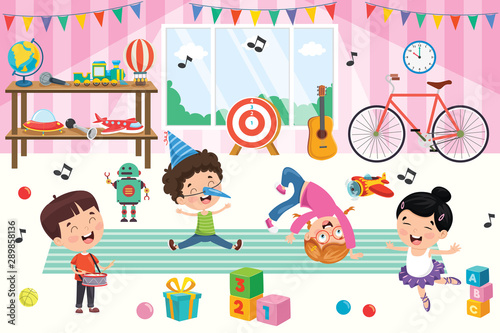 Happy Children Playing With Toys