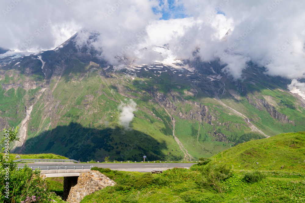 Picturesque surroundings of Grossglockner High Alpine Road in summer