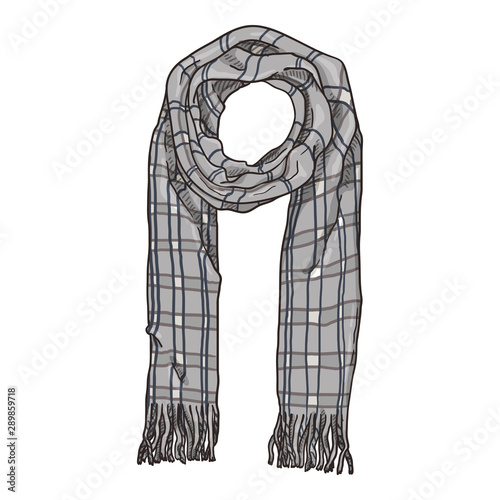 Vector Single Checkered Cartoon Woolen Scarf