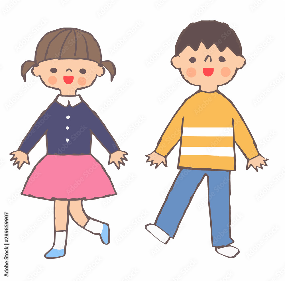 笑顔の男の子と女の子