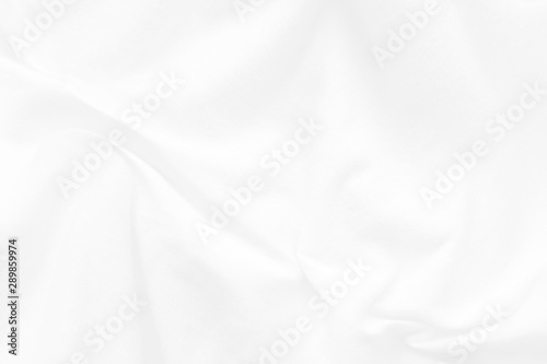 White cloth background abstract. Fabric is wrinkled and sofe wave. Material are used in textile assembly. Christmas, winter, new year concept for backdrop design. Flat lay, copy space
