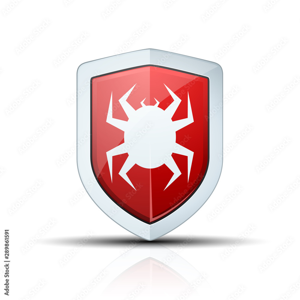 Virus Protection Red Shield sign illustration Virus Protection Red Shield sign illustration