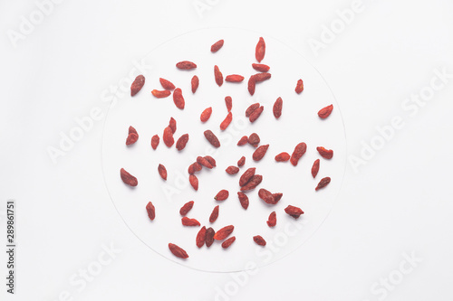 Candied goji berries isolated on white backgroud.