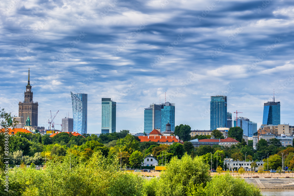 Obraz premium City Skyline of Warsaw in Poland