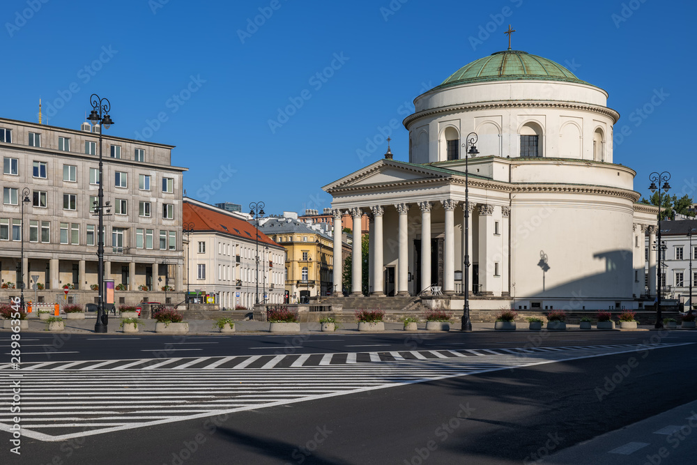 Three Crosses Square and St Alexander Church in Warsaw