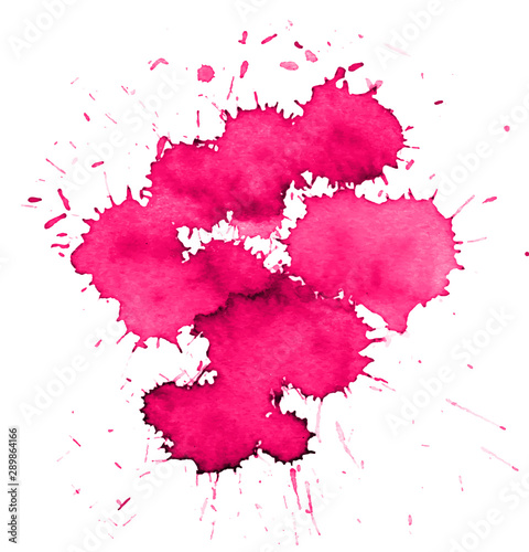 Colorful abstract watercolor stain with splashes and spatters. Modern creative background for trendy design.