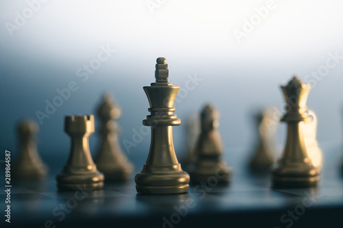 Chess board game concept of business ideas and competition and strategy plan success meaning.