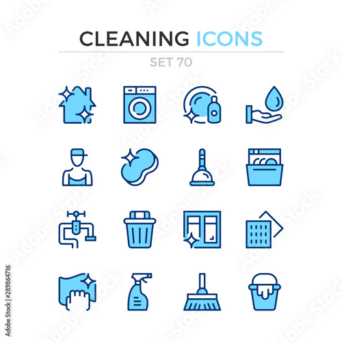 Cleaning icons. Vector line icons set. Premium quality. Simple thin line design. Modern outline symbols collection, pictograms.