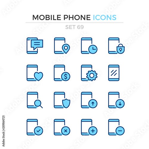 Mobile phone icons. Vector line icons set. Premium quality. Simple thin line design. Modern outline symbols collection, pictograms.