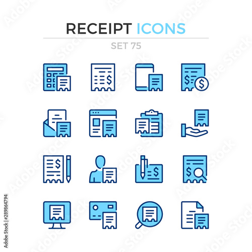 Receipt icons. Vector line icons set. Premium quality. Simple thin line design. Modern outline symbols collection, pictograms. © Jane Kelly