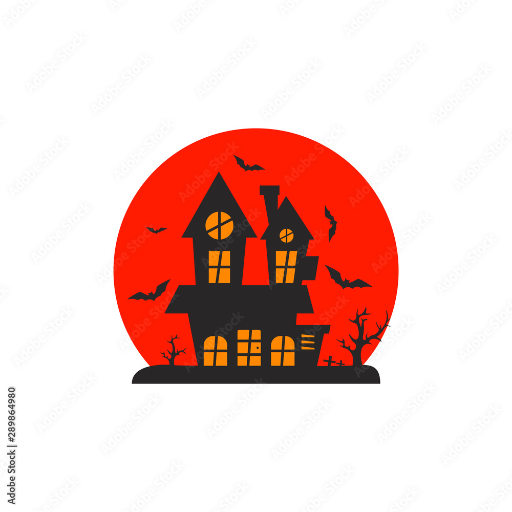 Castle for Halloween Design Vector isolated. Happy Halloween Template Illustration