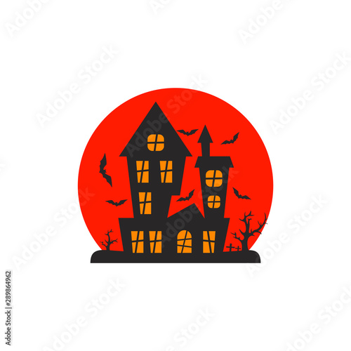 Castle for Halloween Design Vector isolated. Happy Halloween Template Illustration