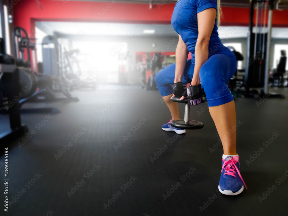 girl performs exercises in the gym