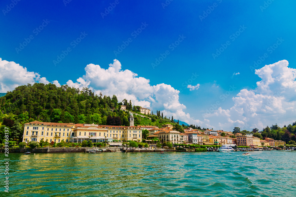 Bellagio town seen from the Lake Como, Lombardy region, Italy
