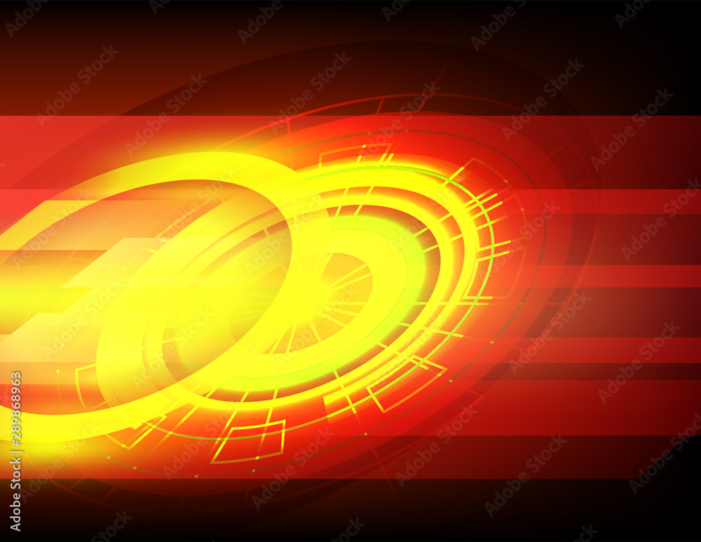 Futuristic abstract orange circle technology background vector
