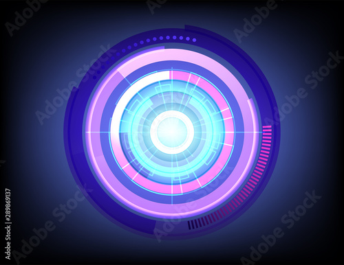 Futuristic abstract violet circle technology background vector