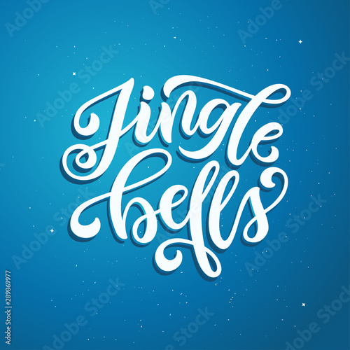 Jingle Bells christmas typography. Vector vintage illustration.