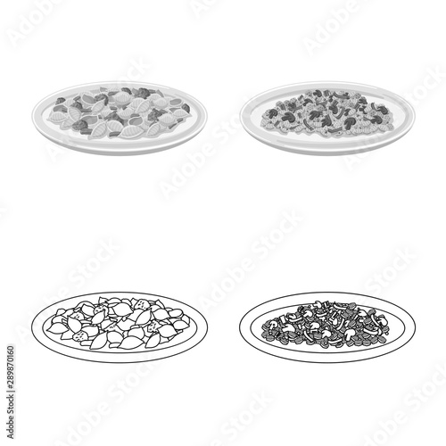 Vector illustration of pasta and carbohydrate symbol. Set of pasta and macaroni vector icon for stock.