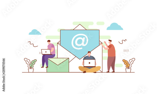 E-mail Message Us flat vector illustration concept,can be used for landing page, ui, web, app intro card, editorial, flyer, and banner.