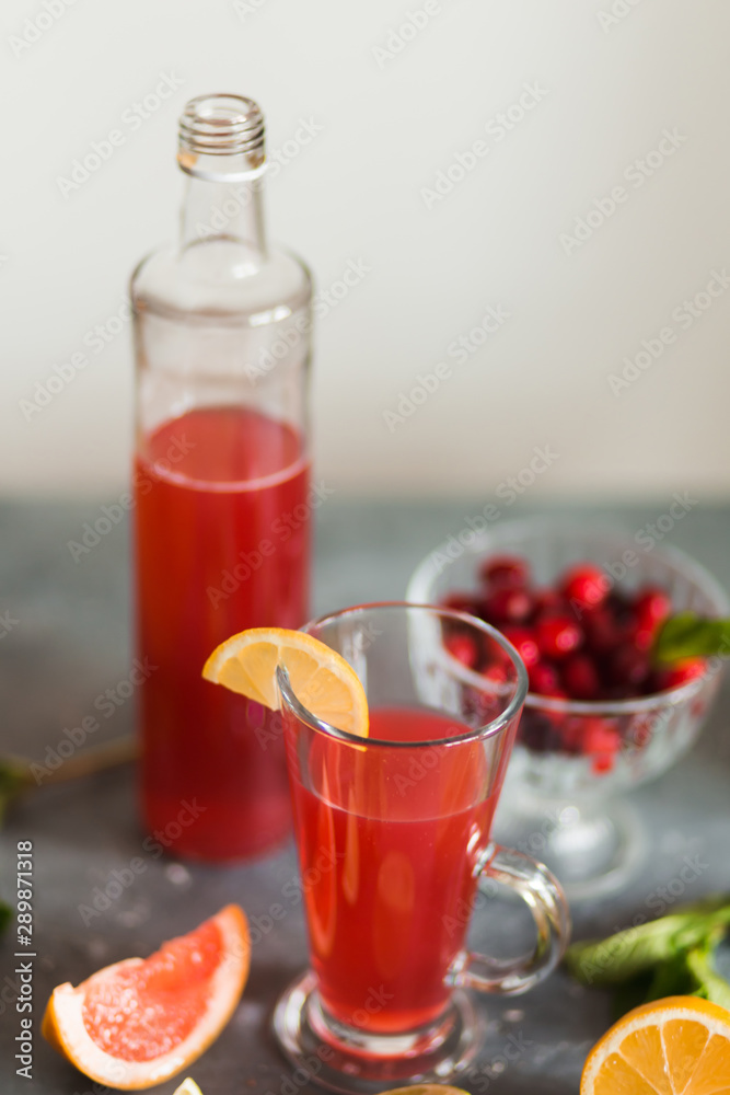 Citrus and lemonade on the table in summer Citrus and lemonade on the table in summer