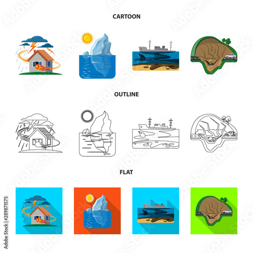 Isolated object of natural and disaster sign. Collection of natural and risk vector icon for stock.