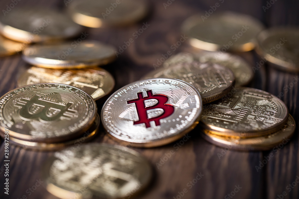The cryptocurrency Bitcoin coin. Gold coin. The cryptocurrency Bitcoin coin. Gold coin.