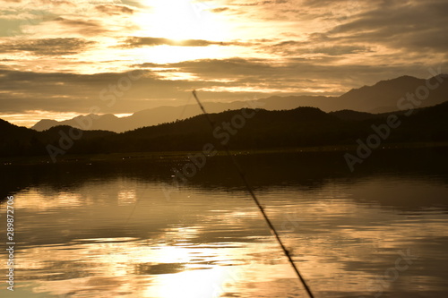 sunset over the lake