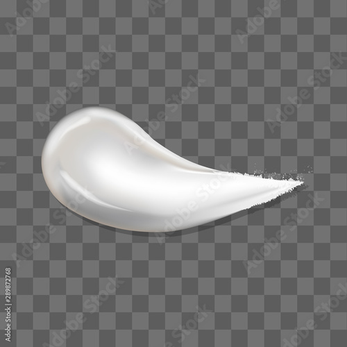 Realistic cream smears. Cosmetic white cream texture. Realistic skin cosmetic cream, gel or foam drop isolated. White cream element mockup. Realistic cosmetic concealer brush stroke isolated. 