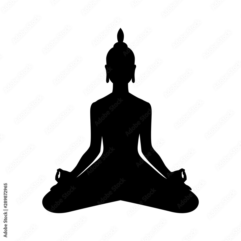 Vettoriale Stock Yoga. Lotus position silhouette. Meditation or meditate  vector illustration. Chakra concept. Buddha silhouette in lotus position.  Buddhism esoteric motifs. | Adobe Stock