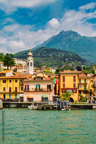 Menaggio town seen from the Lake Como, Lombardy region, Italy