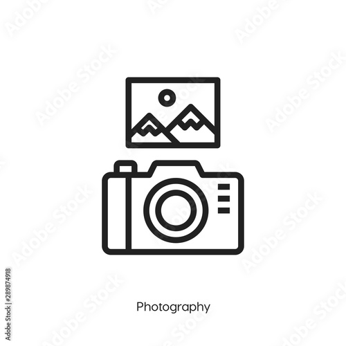 photography icon. camera icon vector. Linear style sign for mobile concept and web design. photography symbol illustration. vector graphics - Vector	