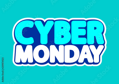 Cyber Monday, sale poster design template, isolated sticker, vector illustration