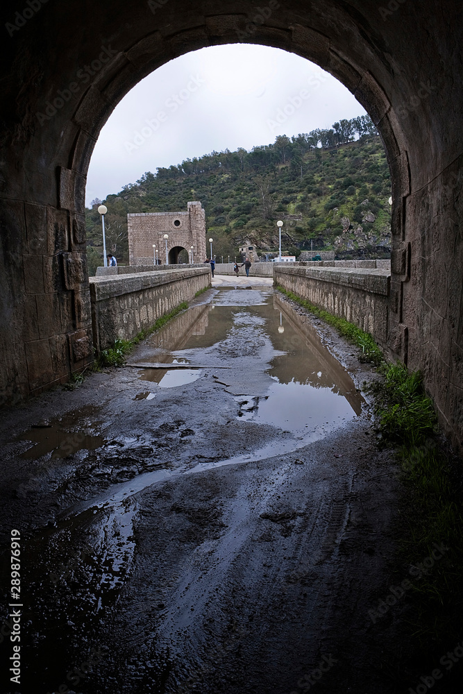 Reservoir J‡ndula, tunnel excavated in the mountain of granite and slate in the reservoir of Jandula, Jaen, Spain