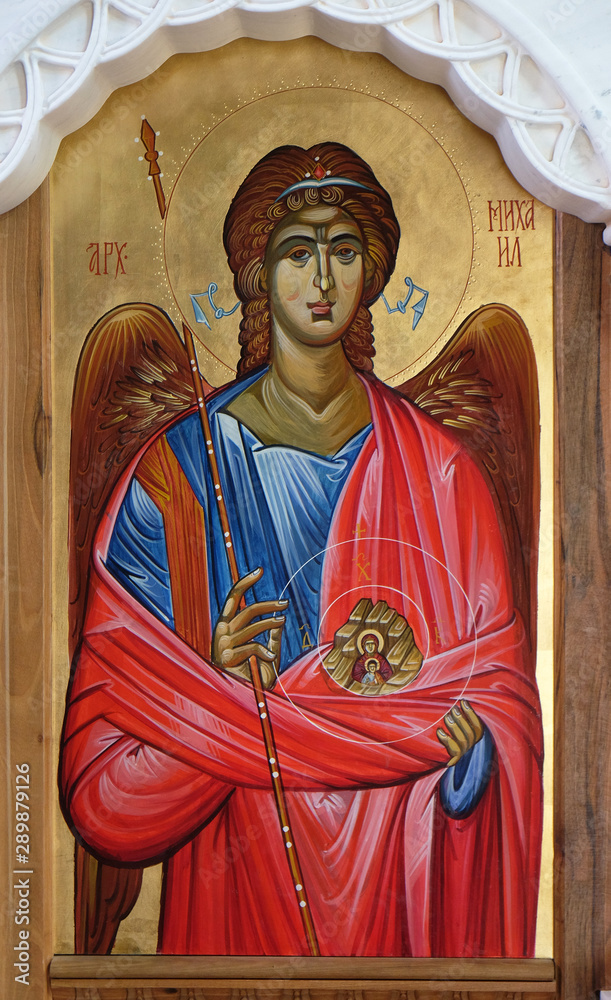 Saint Michael the Archangel, altarpiece in the Church of Saint Paraskeva of the Balkans near Saint Naum Monastery, Ohrid in Macedonia