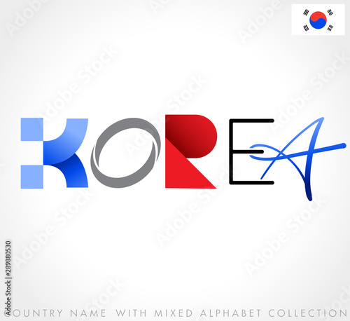 Country name with mixed alphabets isolated on white background : Vector Illustration
