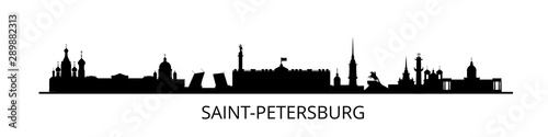 Panorama of Saint Petersburg flat style vector illustration. Petersburg architecture. Cartoon Russia symbols and objects.