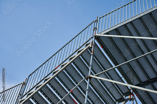 detail of stairs and construction scaffolding