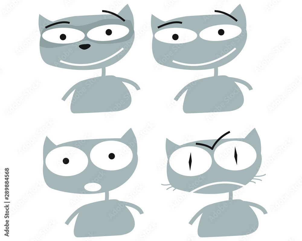 Set of cute cat character with various emotions. Vector illustrations. logo, mascot, sticker, emoji, emoticon. Set of cute cat character with various emotions. Vector illustrations. logo, mascot, sticker, emoji, emoticon.