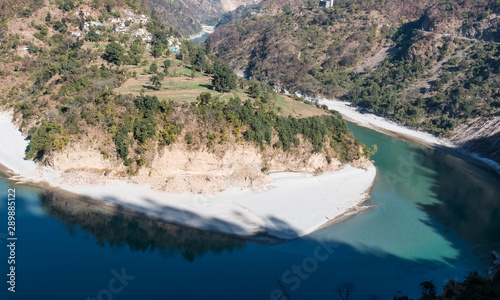 Natural beauty of Uttarakhand with snow covered mountains in Chopta Valley photo