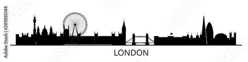 Panorama of London flat style vector illustration. Istanbul architecture. Cartoon London symbols and objects. London city skyline vector background. Flat trendy illustration.