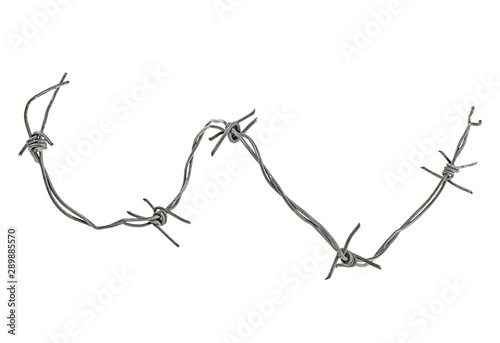 Security barbed wire fence isolated on a white background